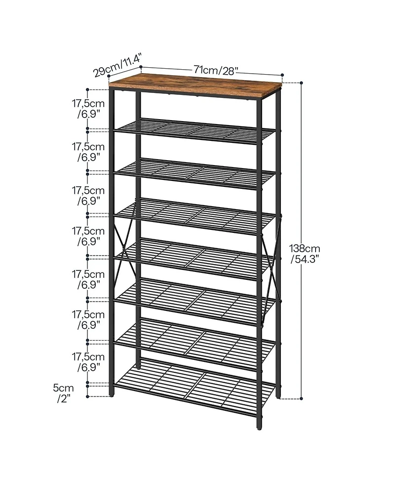 Slickblue Freestanding 8-Tier Metal Shoe Rack Organizer for Entryway Bedroom Closet Storage