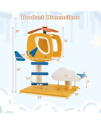 Sugift Indoor Small Aviation-Themed Cat Tree Cat Tower with Helicopter Top Perch