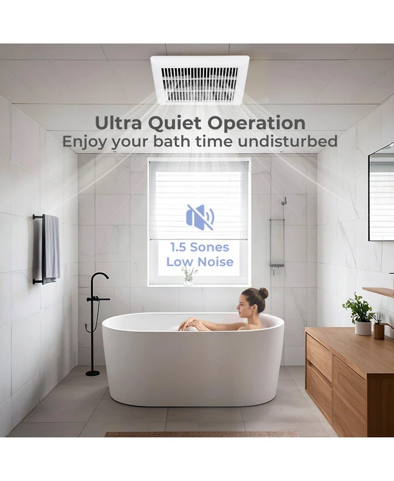 Sugift 80 Cfm Ceiling Mount Bathroom Exhaust Fan with Metal Housing and 4 in Duct