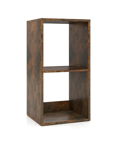 Sugift 2 Cube Bookshelf with Back Guardrail for Living Room Bedroom