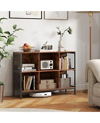 Sugift 6 Cube 42 Inch Wide Horizontal Bookcase with Accent Cubby Shelf