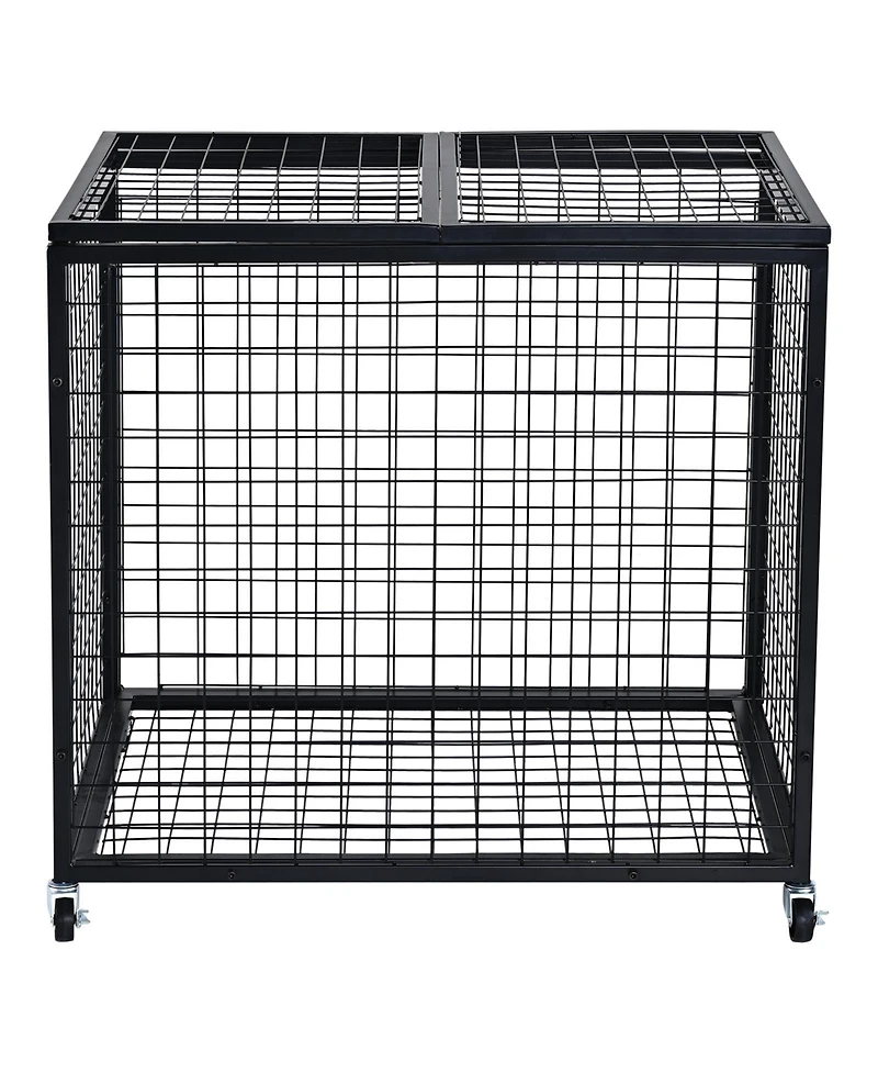Hongge Rolling Sports Ball Storage Cart with Double Top-Opening Doors