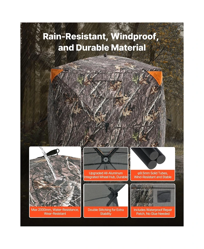 Hongge 270 Degree See Through Ground Hunting Blind for 2 to 3 People