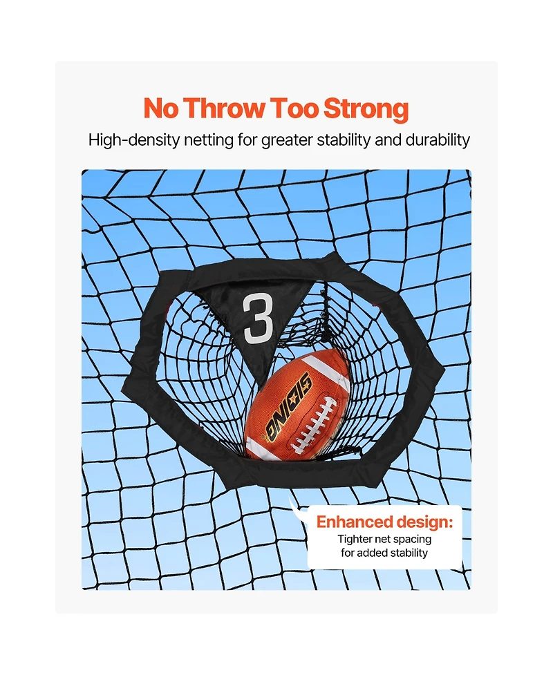 Hongge 6 x 6 ft Football Throwing Net with 5 Target Pockets