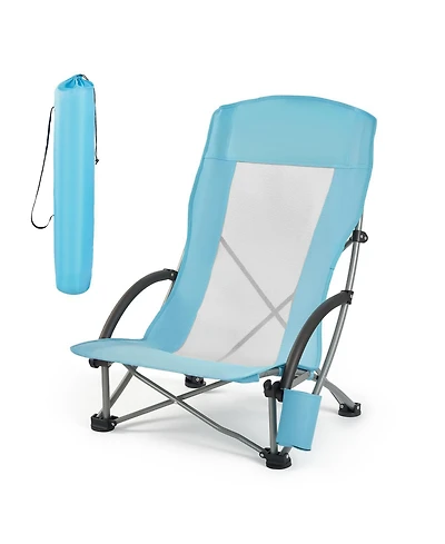 Hongge Extra Wide High Back Folding Beach Chair Rated to 330 lbs