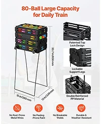 Hongge Tennis Ball Hopper Cart with Convertible Stand Handle