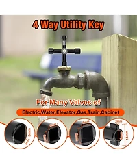 Xdovet Water Meter Key 16 Inch Steel T-handle 4-way Cross