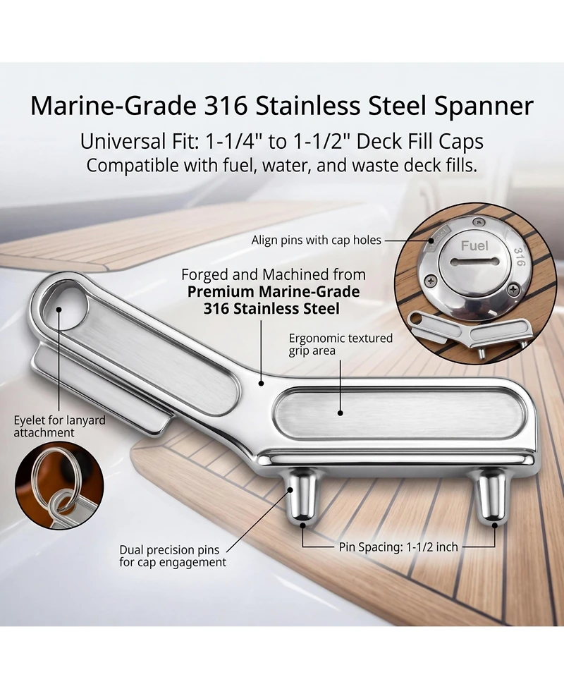Xdovet Boat Gas Cap Key Marine Deck Fill Wrench