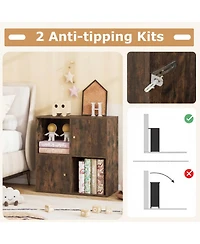 Sugift 4-Cube 3-Tier Bookcase Bookshelf with 2 Cabinets and Dual Anti-Tipping Kits