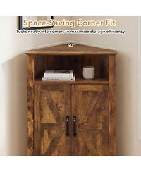 Sugift 4-Tier Corner Storage Cabinet with Open Shelf and 2-Door Cabinet