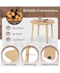 Sugift 3-Piece Dining Table Set with 2 Padded Chairs and 37.5in Round Rubber Wood Table
