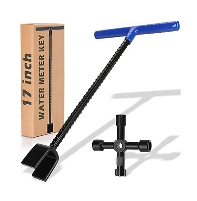 Xdovet Water Meter Key 4-Way Shut Off Wrench T-Handle Valve Tool
