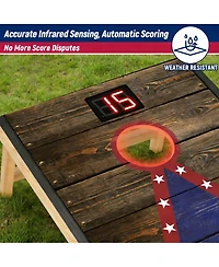 Aofar Electronic Cornhole Set Automatic Scoring Sensing Wood 8 Bags Carry Case 2x1feet