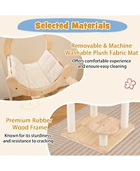 Sugift 4-in-1 Wooden Cat Tower with Space Capsule Nest for Indoor Cats