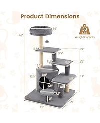 Sugift 40 in Multi-level Cat Tower with Condo and Dangling Jingle Ball
