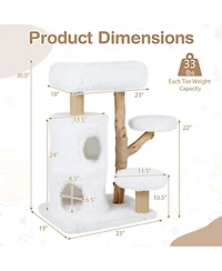 Sugift Modern Cat Tree for Indoor Cats 30.5in Cat Tower with Real Solid Wood Branches