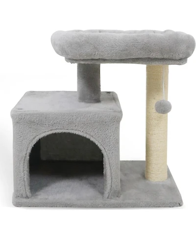 Sugift Small Cat Tree with Large Padded Plush Perch Condo and Scratching Posts for Indoor Cats