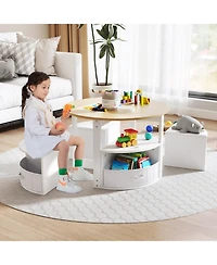 Sugift 5-Piece Toddler Round Nesting Table With 4 Storage Stools For Activities
