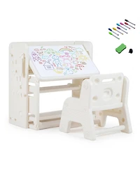 Sugift Kids Writing Desk and Chair Set with Side Bookshelves