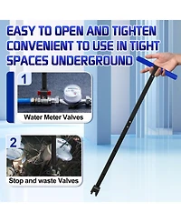 Xdovet Water Meter Key Shut Off Tool 4-Way T-Handle Wrench 28 Inch