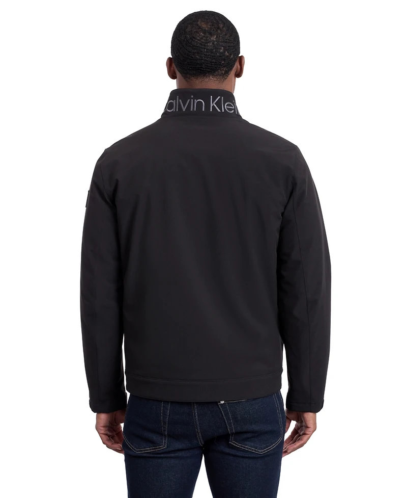 Calvin Klein Men's Sherpa Lined Softshell Stand Collar Jacket