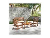 Boyel Living 4 Pieces Outdoor Furniture Set with Stable Acacia Wood Frame