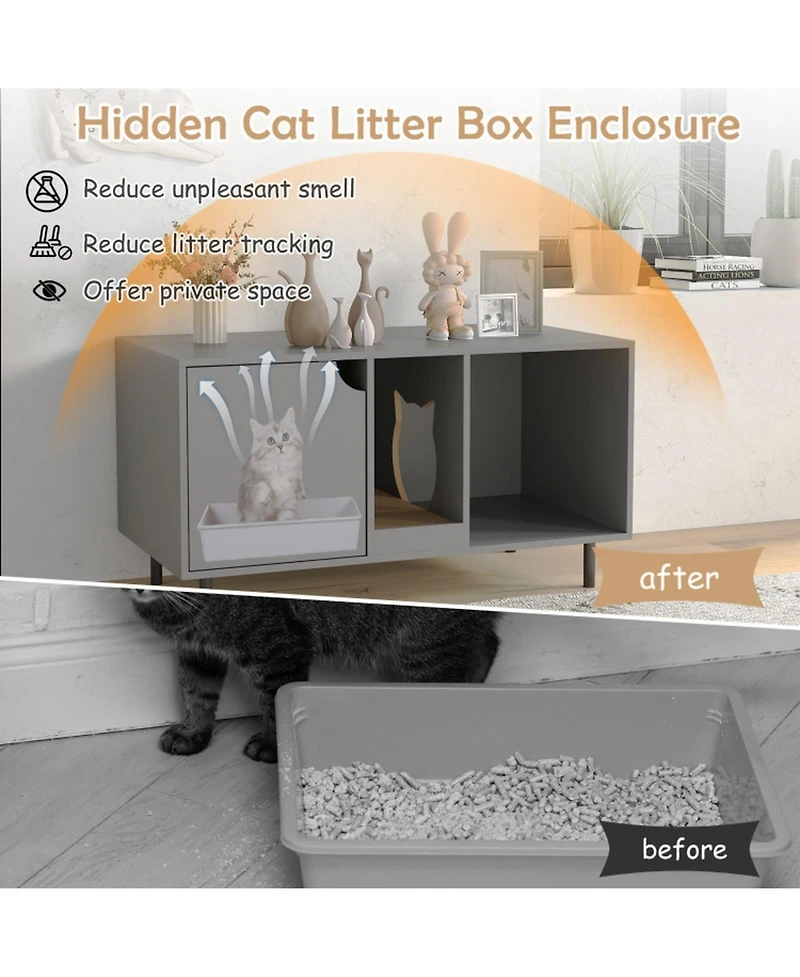 Sugift 40 in Cat Litter Box Enclosure for 2 Cats Hidden Cat Washroom