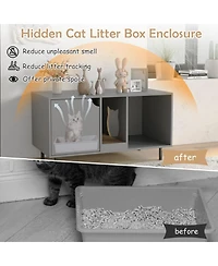 Sugift 40 in Cat Litter Box Enclosure for 2 Cats Hidden Cat Washroom