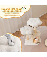 Sugift Solid Wood Cat Tree with Branch Flower Cat Tower and Sisal Scratching Posts