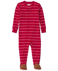 Carters Baby Boys' Moose Striped 2-Way Zip Dream Plush Snug-Fit Footed Pajama