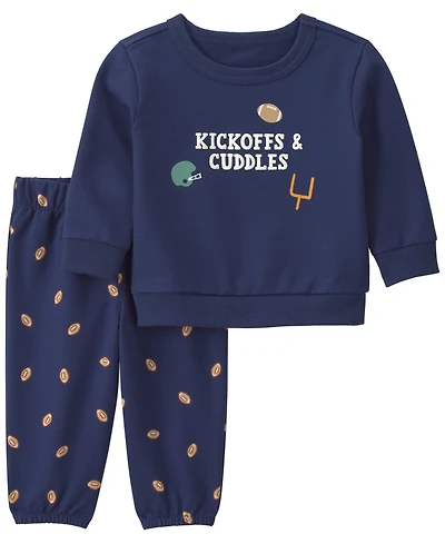 Carter's Baby Boys' Football Graphic French Terry Sweatshirt and Print Pants, 2-Piece Set