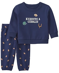 Carter's Baby Boys' Football Graphic French Terry Sweatshirt and Print Pants, 2-Piece Set
