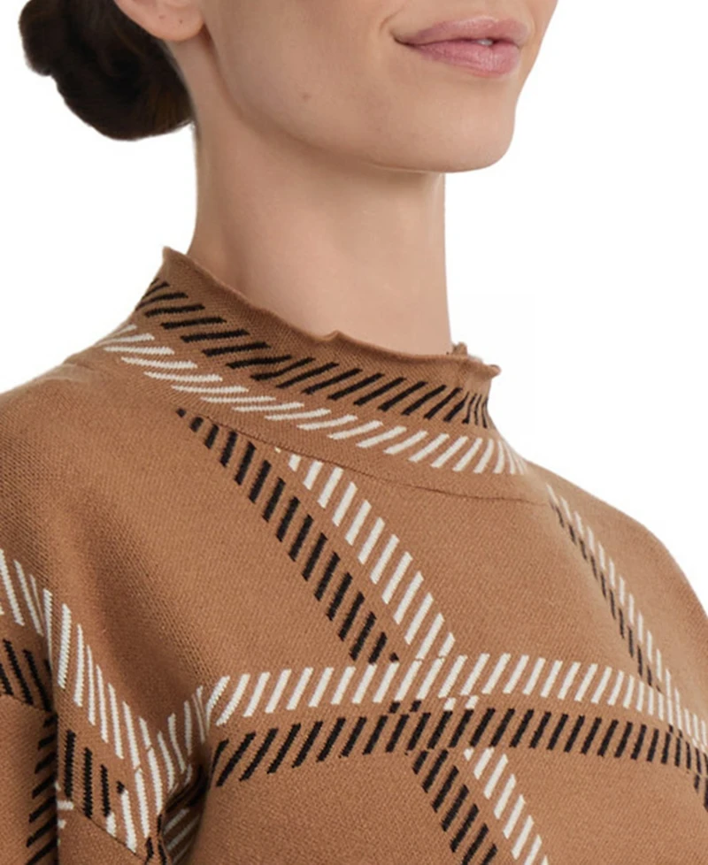 Jones New York Women's Plaid Mock-Neck Sweater