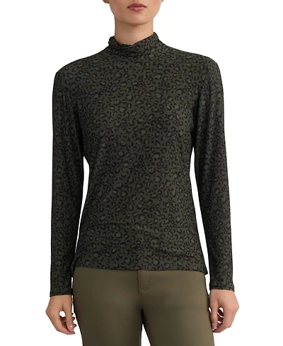 Jones New York Women's Printed Long-Sleeve Turtleneck Top