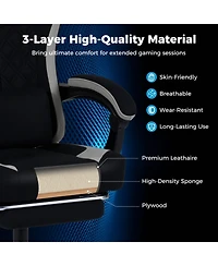 Sugift Height Adjustable Gaming Chair with Headrest Footrest and 360degree(s) Swivel Seat