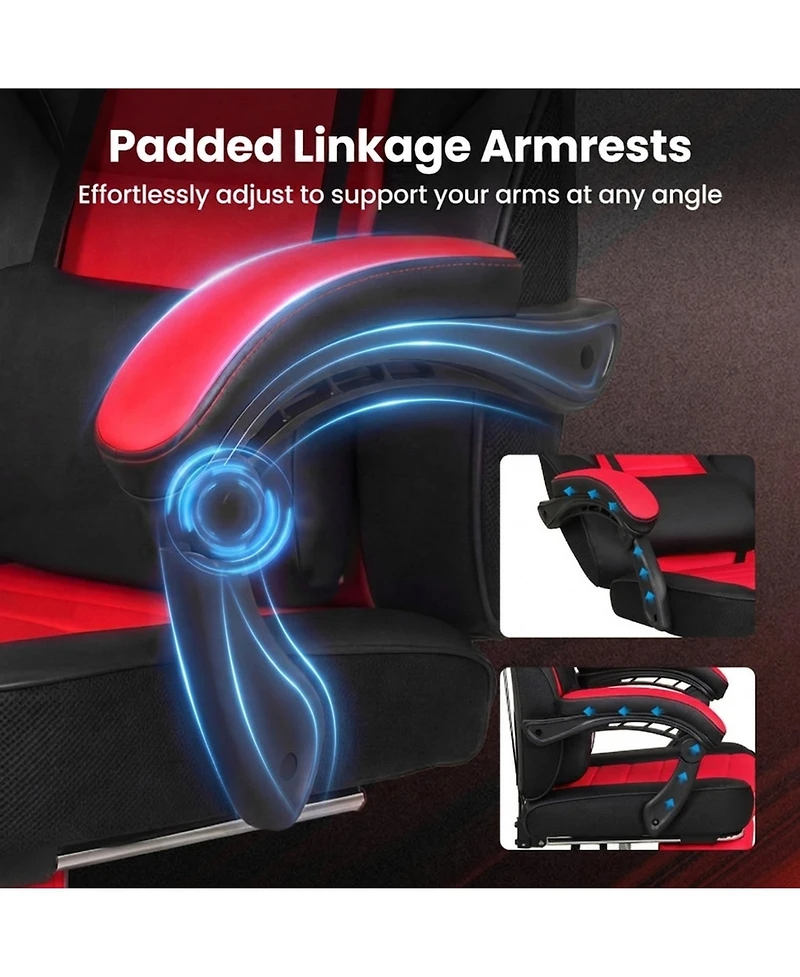 Sugift Ergonomic Video Game Chair with Headrest Reclining Backrest and Footrest