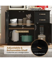 Sugift 40 Inch Modern Kitchen Sideboard Buffet Cabinet with 2 Drawers and Adjustable Shelf