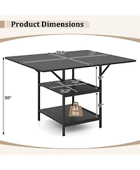 Sugift 47 in Rectangular Dining Table with 2 Open Storage Shelves and Metal Legs for 4-6