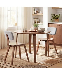 Sugift 37.5in Round Dining Table with Rubber Wood Legs for Small Spaces