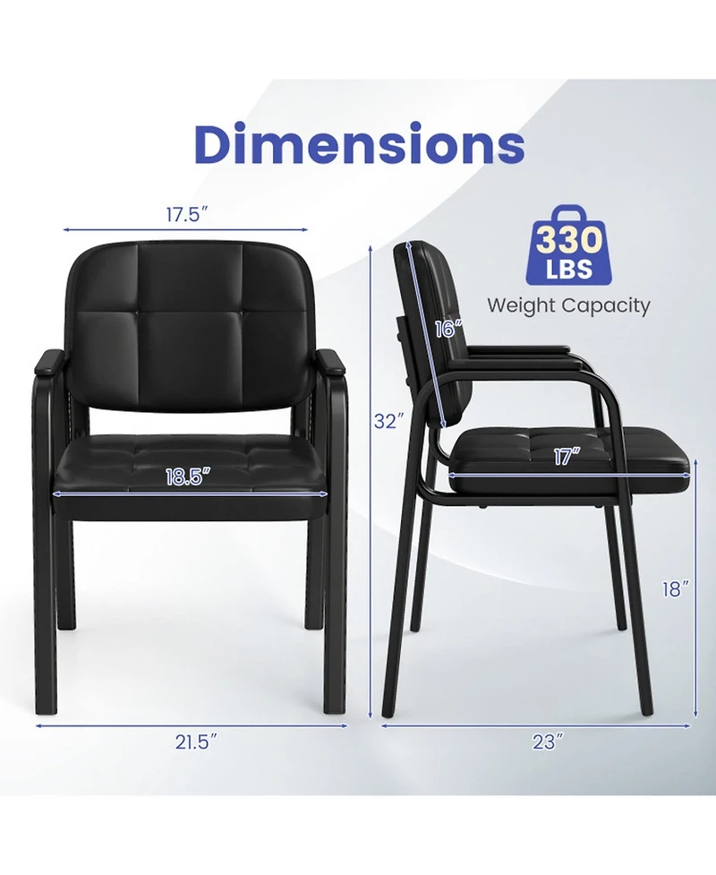 Sugift Set of 4 Leather Reception Guest Chairs