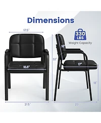 Sugift Set of 4 Leather Reception Guest Chairs