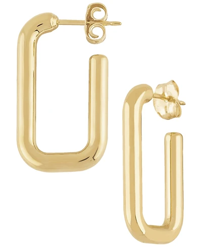 Macy's Sculptured Small Rounded Rectangle J Hoop Earrings in 14k Yellow Gold