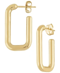 Macy's Sculptured Small Rounded Rectangle J Hoop Earrings in 14k Yellow Gold