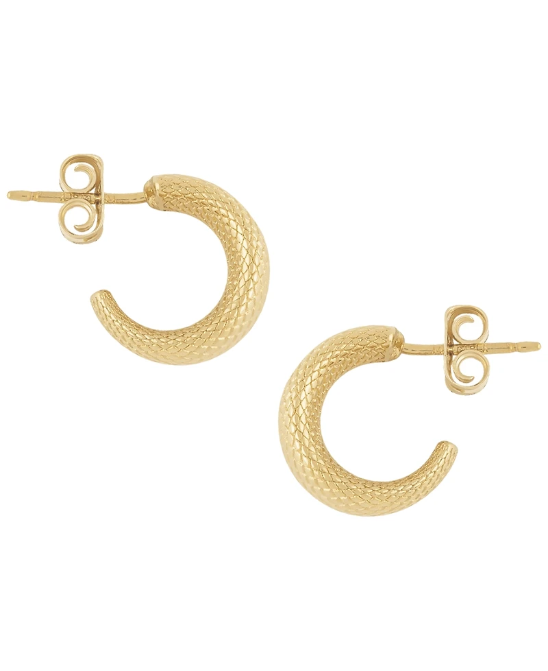 Macy's Sculptured X-Small Faceted Flat Band Hoop Cuff Earrings in 14k Yellow Gold