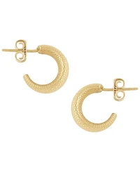 Macy's Sculptured X-Small Faceted Flat Band Hoop Cuff Earrings in 14k Yellow Gold
