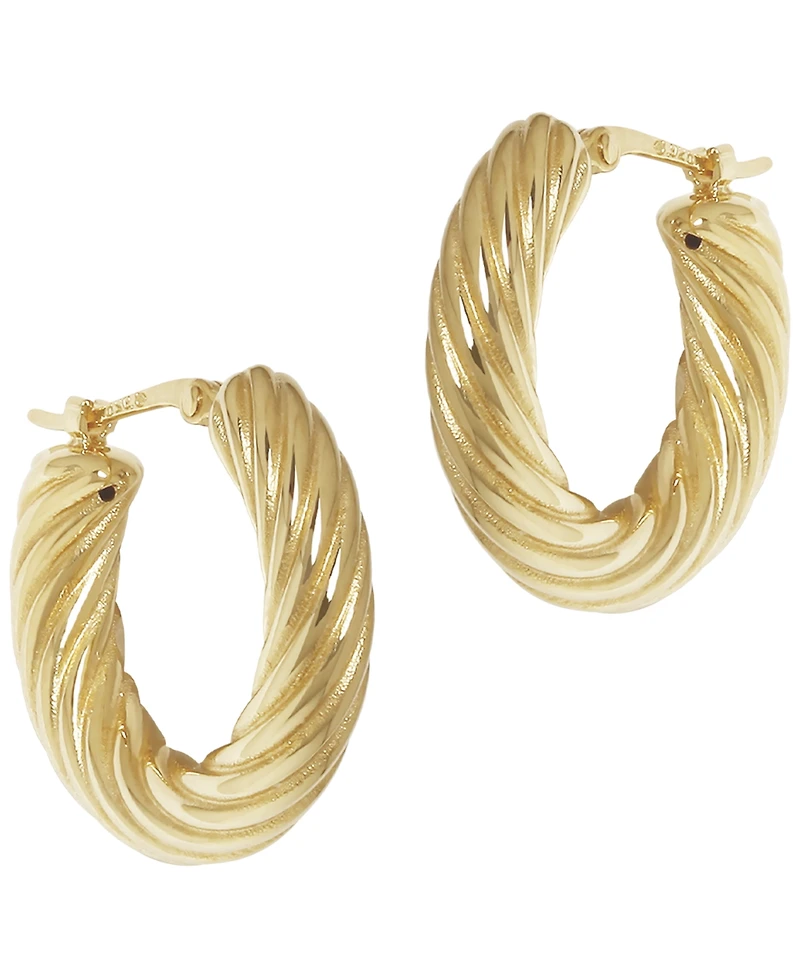 Macy's Sculptured Spiral Cable Twist Hoop Earrings in 14k Yellow Gold