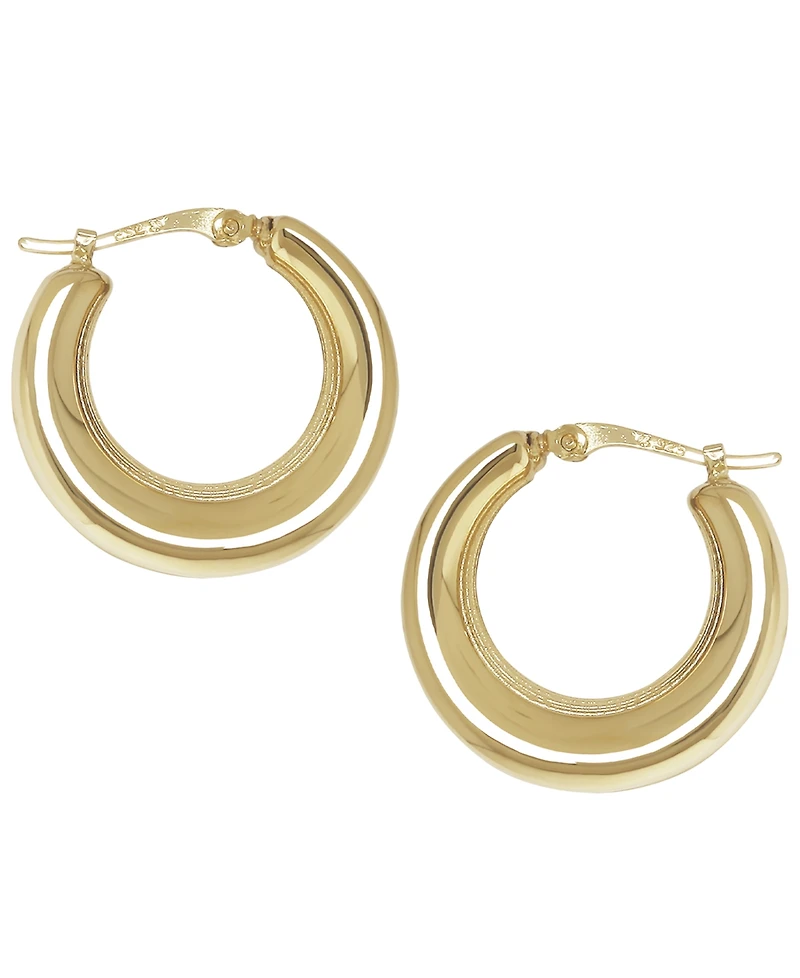 Macy's Sculptured Inverted Ribbed Hoop Earrings in 14k Yellow Gold