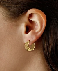 Macy's Sculptured Wide Multi-Beaded Hoop Earrings in 14k Yellow Gold