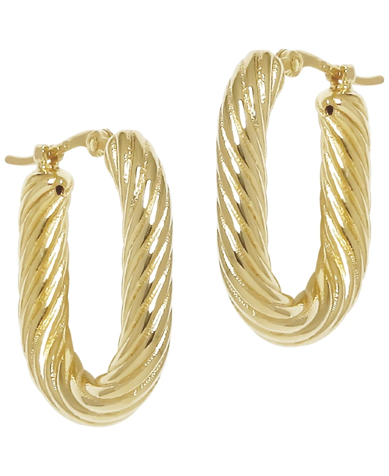 Macy's Sculptured Oval Spiral Cable Twist Hoop Earrings in 14k Yellow Gold