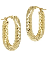 Macy's Sculptured Oval Spiral Cable Twist Hoop Earrings in 14k Yellow Gold